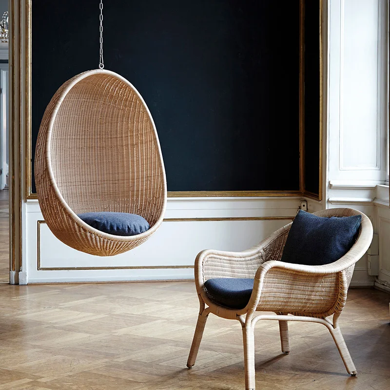 Hanging Egg Chair - 屋外レジャー用ハンギングスイング、ガーデンパティオ、バルコニー用ハンギングチェア、屋内卵型バードネスト