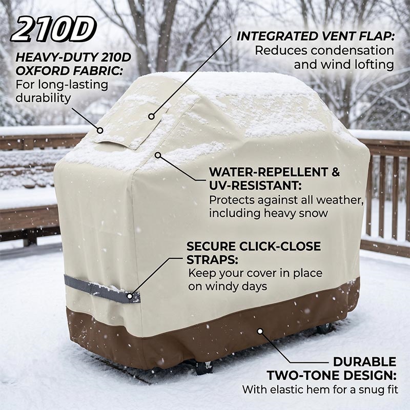 Outdoor Furniture Philippines - 210D BBQ ベージュバーベキューグリル屋外ガスバーベキューカバー防塵カバーオーブン保護カバー防水オーブンフード家具カバー