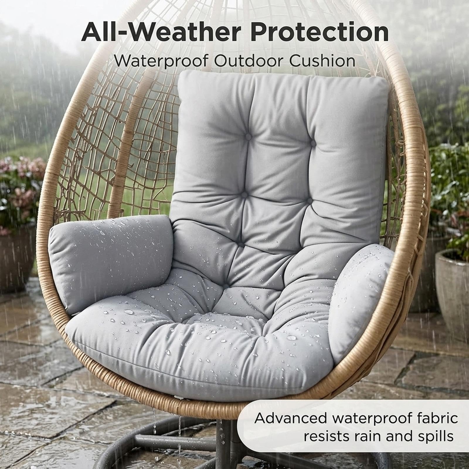 Outdoor Furniture Replacement Fabric - エッグチェアクッション交換用、60x120CMの厚くて柔らかいスイングチェアクッション、汚れに強い生地を使用、屋外用ハンギングチェアに最適