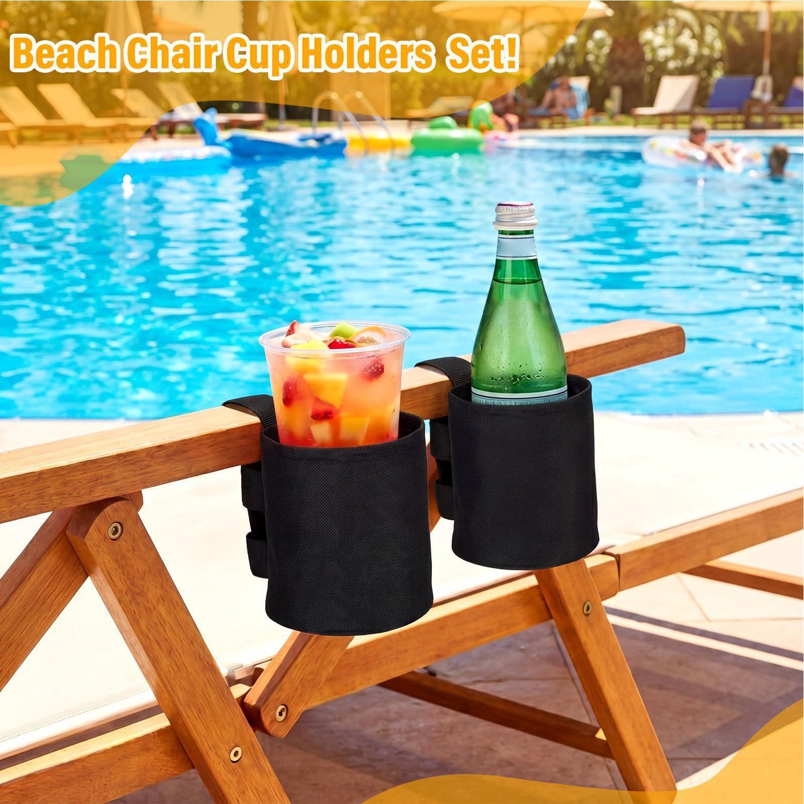 Outdoor Furniture Philippines - ユニバーサルウォーターボトルホルダー ポータブルカップスリーブ 旅行、アウトドア、ビーチ、キャンプ、プール、ラウンジチェアでの使用に最適 (ブラック)