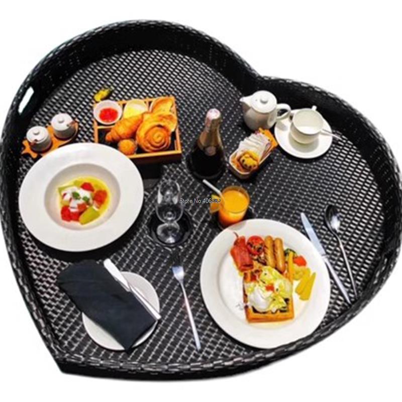 Outdoor Furniture In Bali - バラ-籐のフローティングトレイ、朝食、お茶、ディナープレート、ホテル、籐のバスケット用