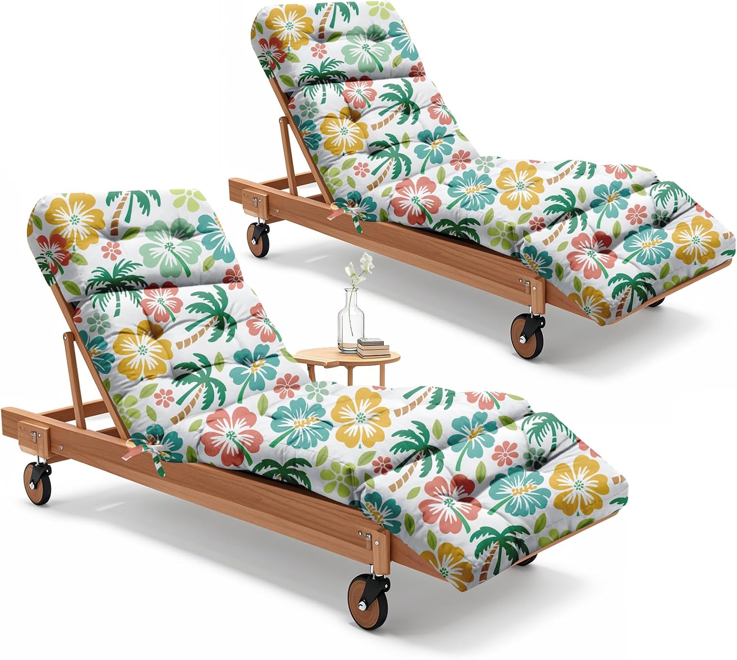 Outdoor Furniture Replacement Fabric - 屋外用ラウンジチェアクッション 2個セット 防水 75.1x22.8x4.7インチ 5 #