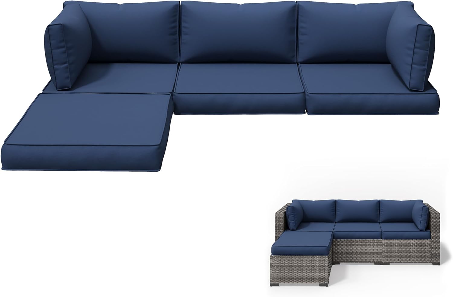 Outdoor Furniture Replacement Fabric - 屋外パティオ用セクショナル家具交換用クッション、防水、色褪せ防止、グリーン