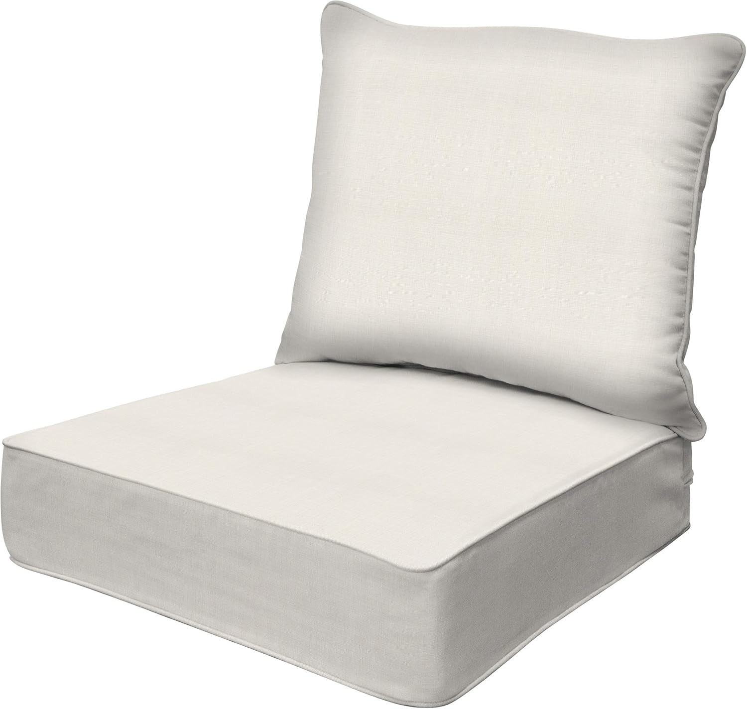 Outdoor Furniture Fabric - 屋外パティオ家具、ソリッドボーンカラー、テクスチャード加工の深いシートクッション、取り外し可能なカバー付き