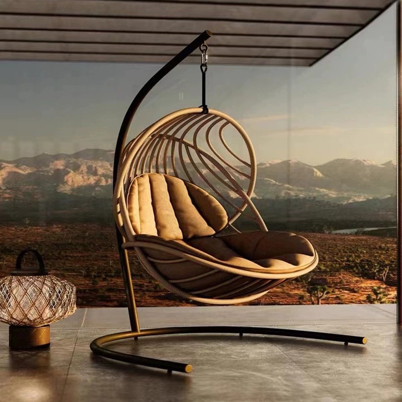 Hanging Egg Chair - ラタン製卵型ハンギングチェア、おしゃれなハンギングスイングチェア