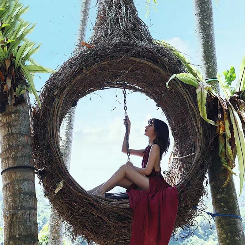 Outdoor Furniture In Bali - バリ風バードネストスイング、おもしろくておしゃれな屋外ラタンデイベッド、屋外公園装飾チェア、本物の籐製ツリースイング、大特価販売中