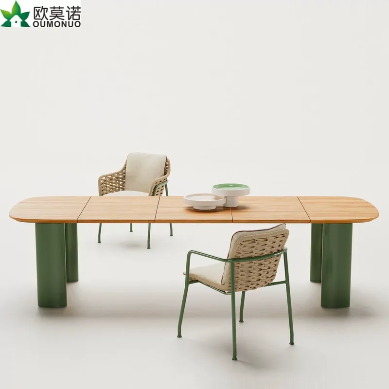 Outdoor Furniture Cafe - 北欧ラタン屋外ダイニングテーブルチェアセットホームステイヴィラホテルカフェロングレジャー家具セット