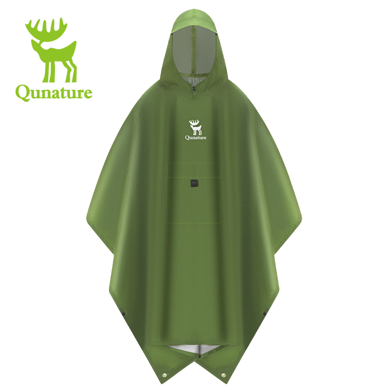 Outdoor Rug Waterproof - Qunature 3-in-1 防水レインコート多機能スカイカーテンフロアマット屋外ハイキング釣り登山サイクリング厚いレインコート