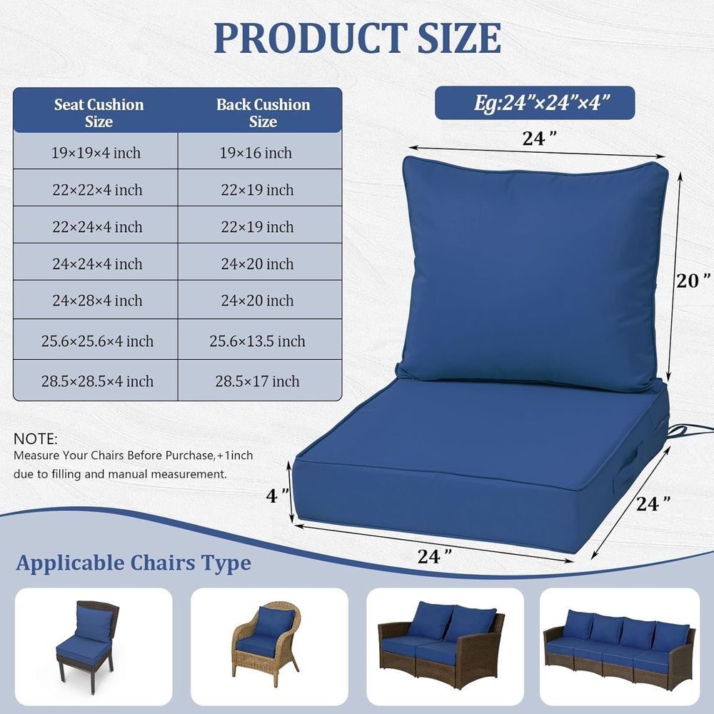 24x24インチの屋外用ディープシートクッション4個セット、 - Outdoor Furniture Fabric のレビューと価格