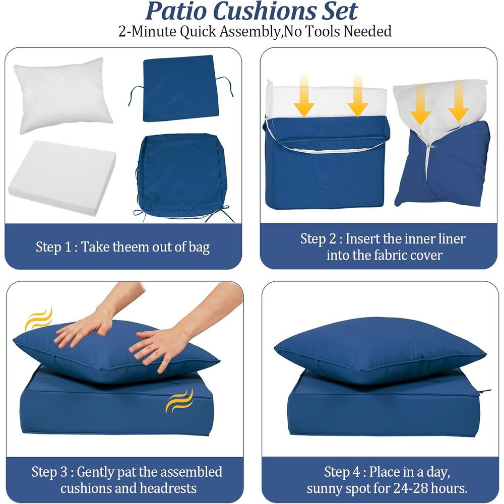 24x24インチの屋外用ディープシートクッション4個セット、 - Outdoor Furniture Fabric のレビューと価格