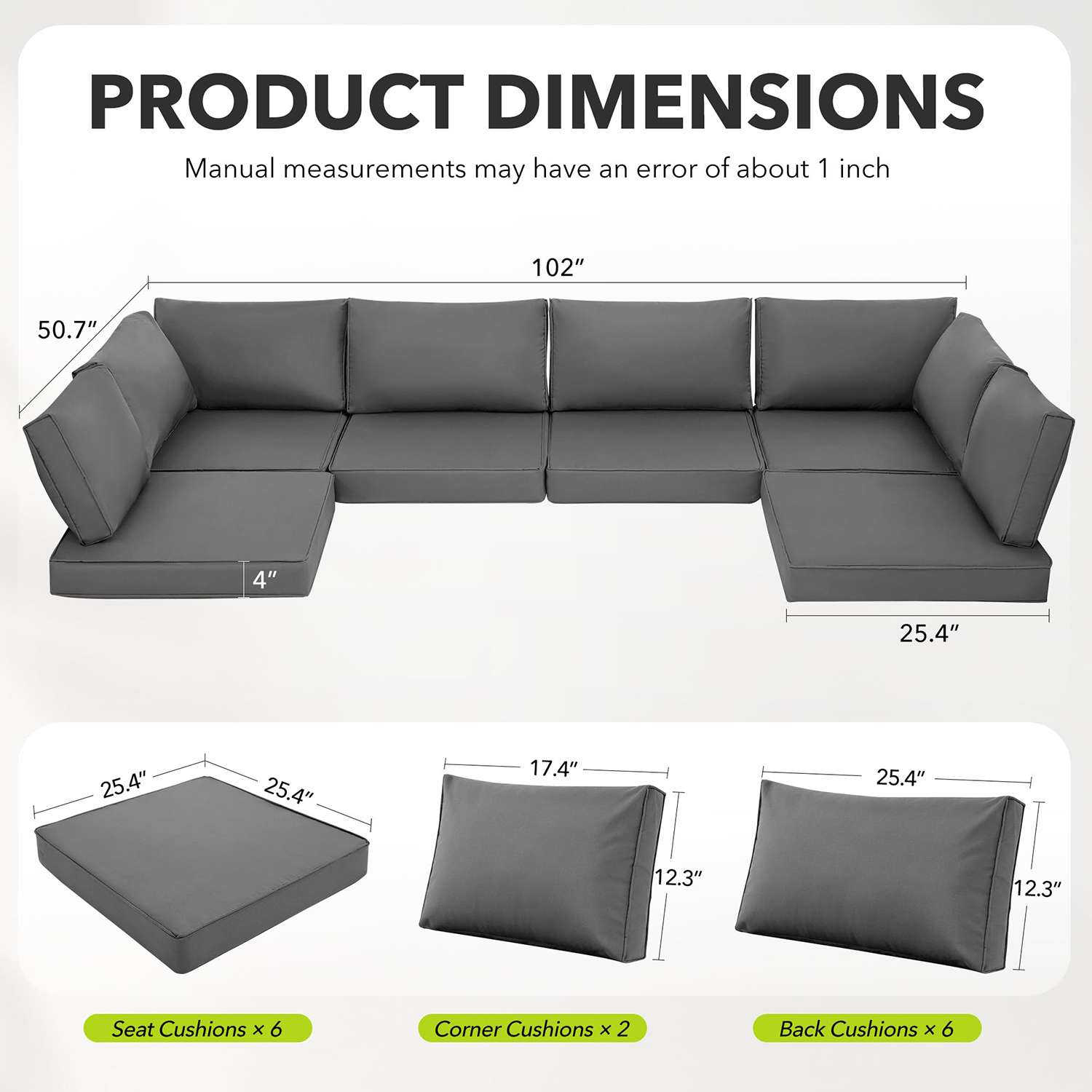 14ピース屋外用交換クッション、パティオ家具6人掛け会話セッ - Outdoor Furniture Replacement Fabric のレビューと価格