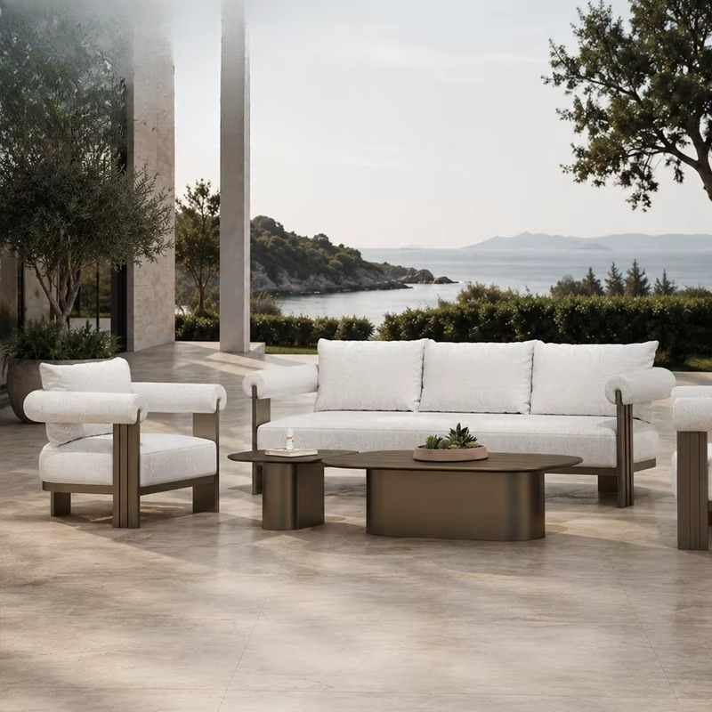 # 高級ヴィラソファセット モダンアルミ製L字型 アウトドア - Outdoor Furniture L Shape のレビューと価格
