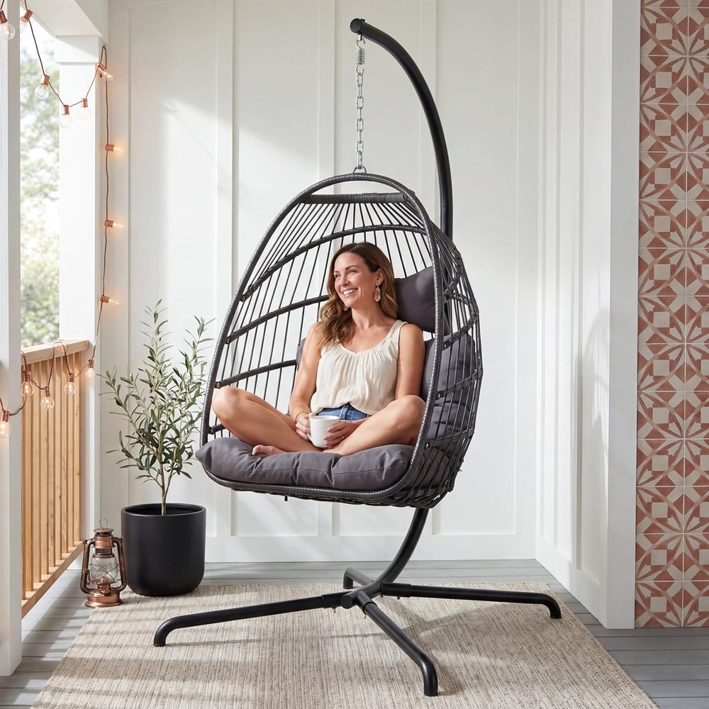 耐久性のある屋外用ハンギングエッグチェアスイング、クッション - Hanging Egg Chair のレビューと価格