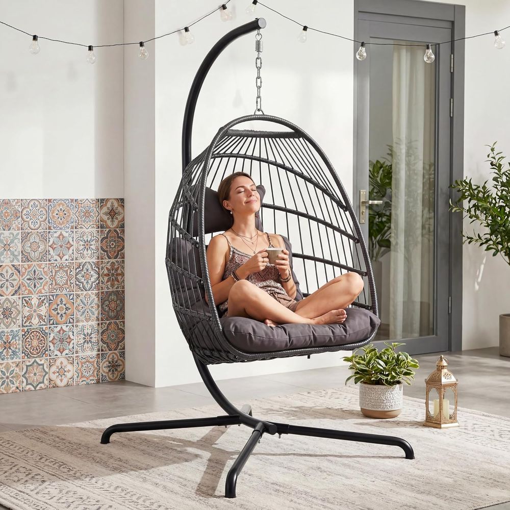 耐久性のある屋外用ハンギングエッグチェアスイング、クッション - Hanging Egg Chair のレビューと価格