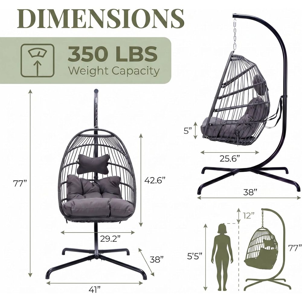 耐久性のある屋外用ハンギングエッグチェアスイング、クッション - Hanging Egg Chair のレビューと価格