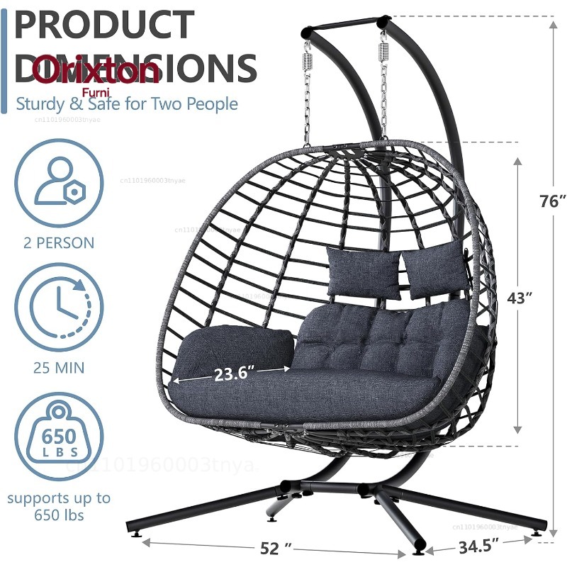 ダブルエッグスイングチェア（スタンド付き）、屋外パティオ用2 - Hanging Egg Chair のレビューと価格