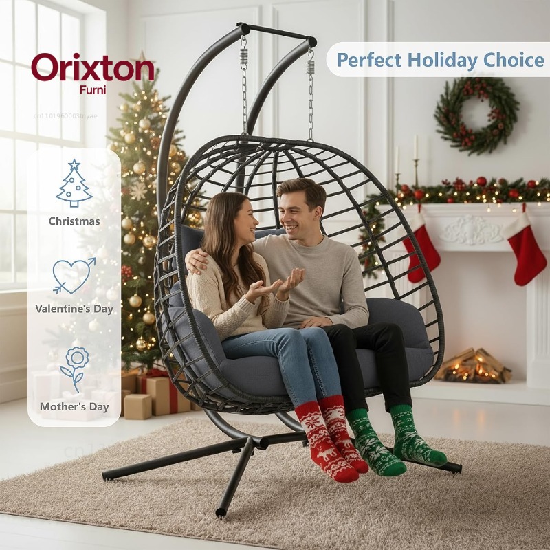 ダブルエッグスイングチェア（スタンド付き）、屋外パティオ用2 - Hanging Egg Chair のレビューと価格