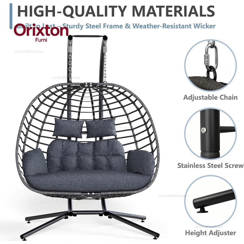 ダブルエッグスイングチェア（スタンド付き）、屋外パティオ用2 - Hanging Egg Chair のレビューと価格