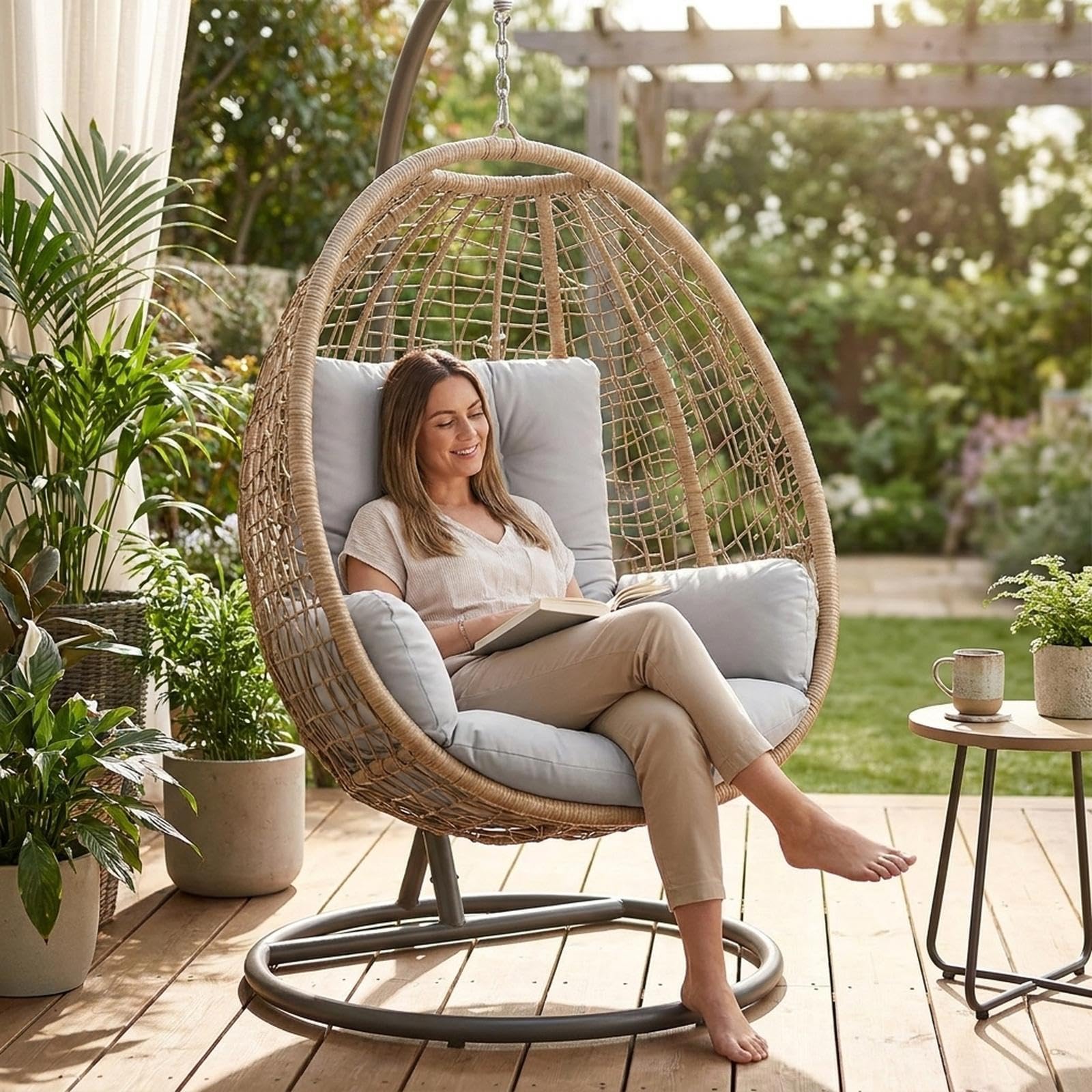 エッグチェアクッション交換用、60x120CMの厚くて柔らか - Outdoor Furniture Replacement Fabric のレビューと価格