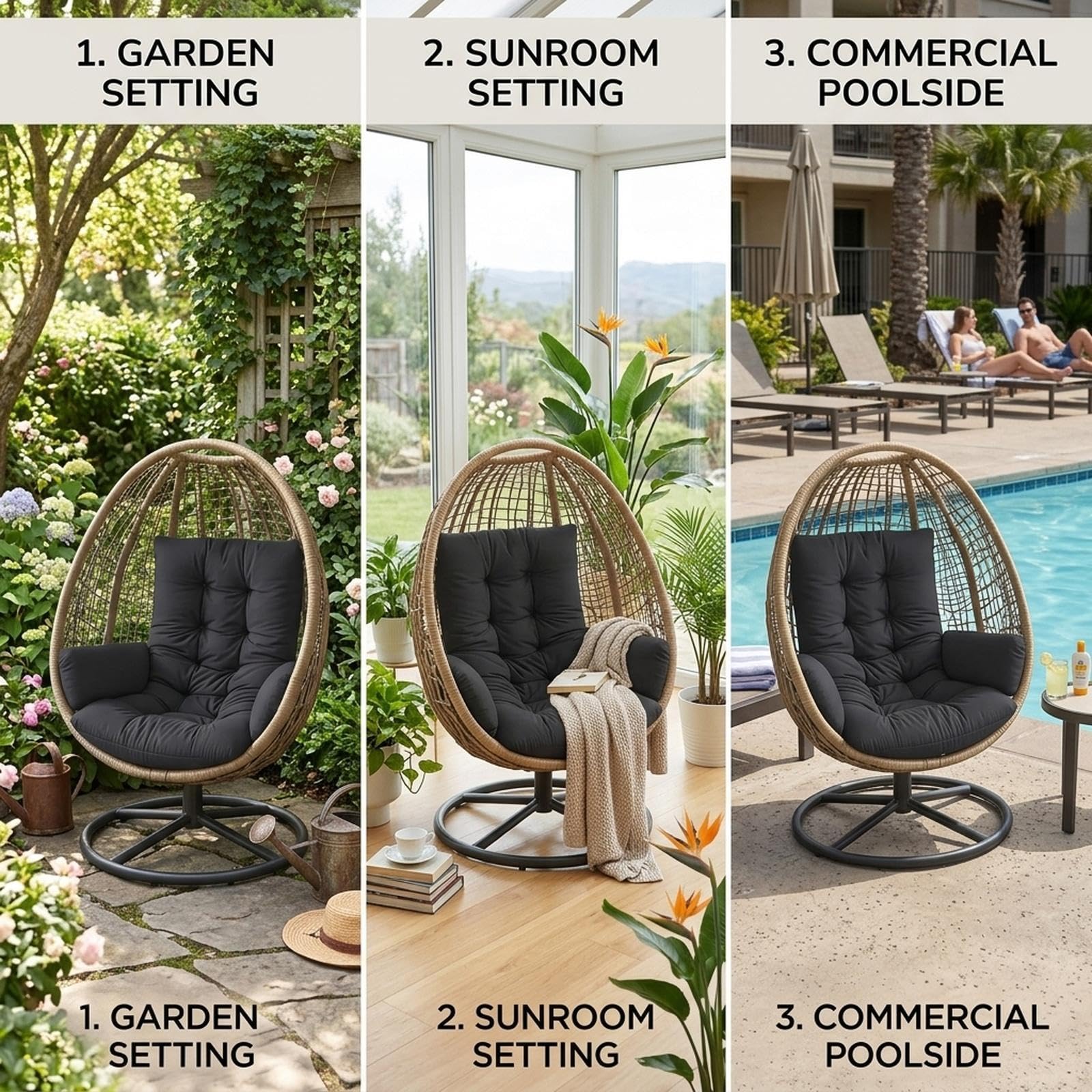 エッグチェアクッション交換用、60x120CMの厚くて柔らか - Outdoor Furniture Replacement Fabric のレビューと価格