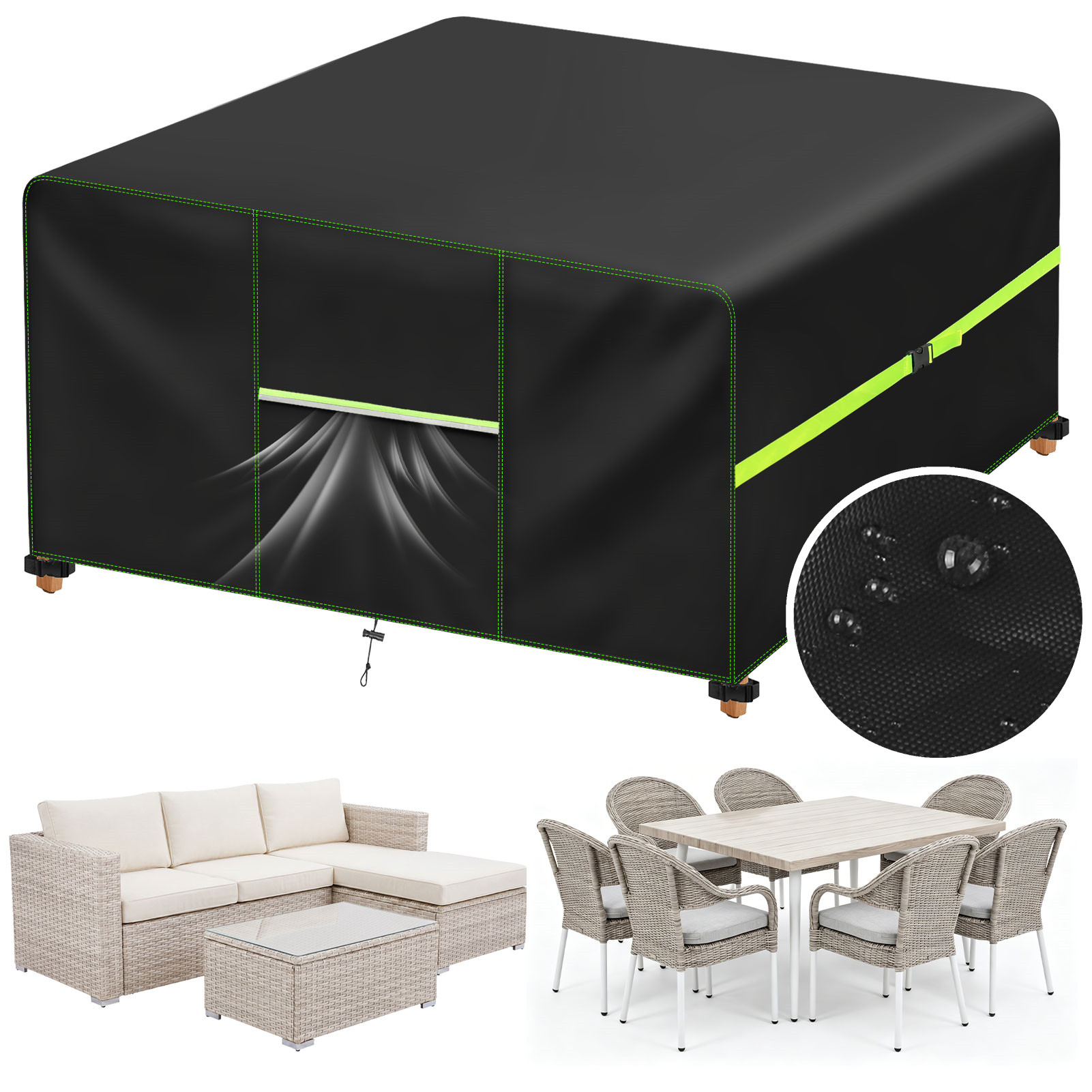 ガーデン家具カバー エアベント付き 防水パティオ籐ソファテー - Outdoor Furniture Cafe のレビューと価格