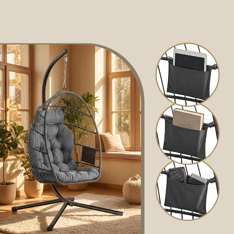 スタンド付きハンギングエッグチェア – 折りたたみ式取り外し - Hanging Egg Chair のレビューと価格