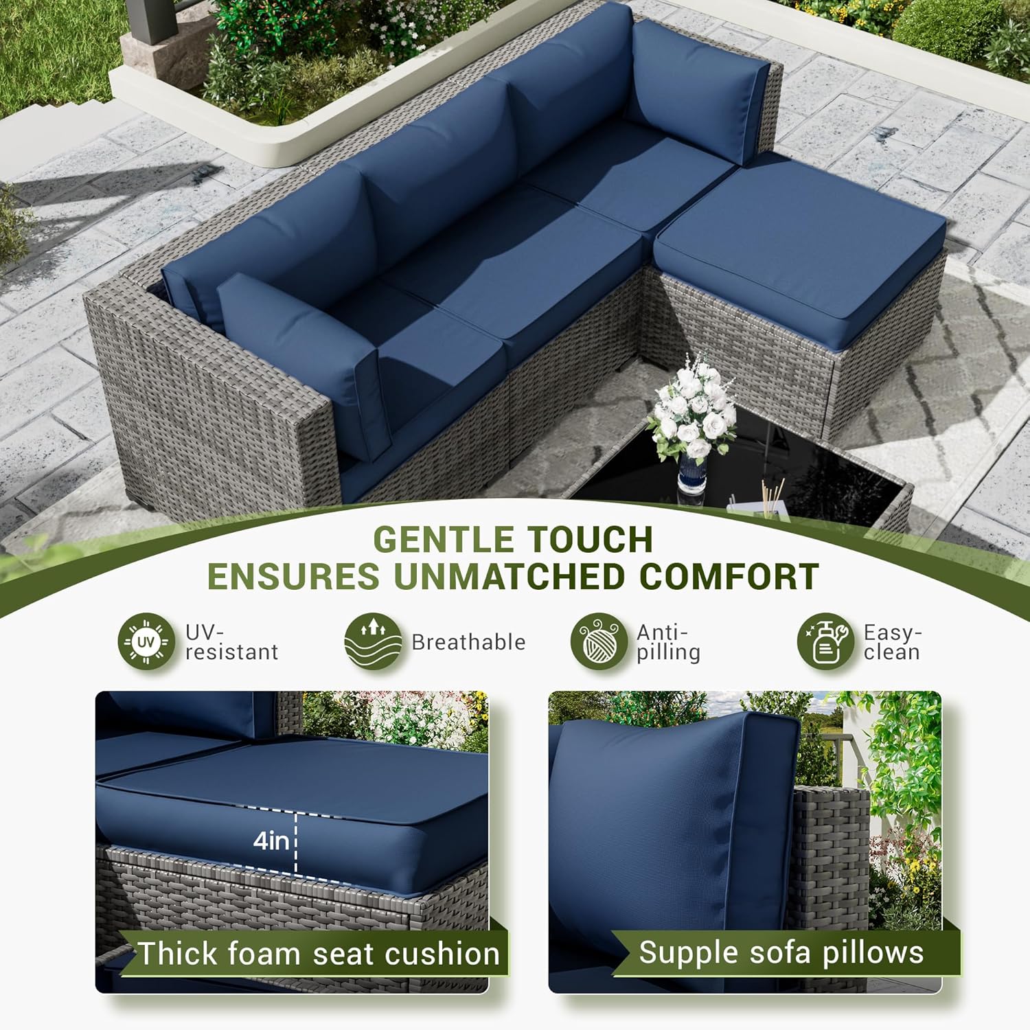 屋外パティオ用セクショナル家具交換用クッション、防水、色褪せ - Outdoor Furniture Replacement Fabric のレビューと価格