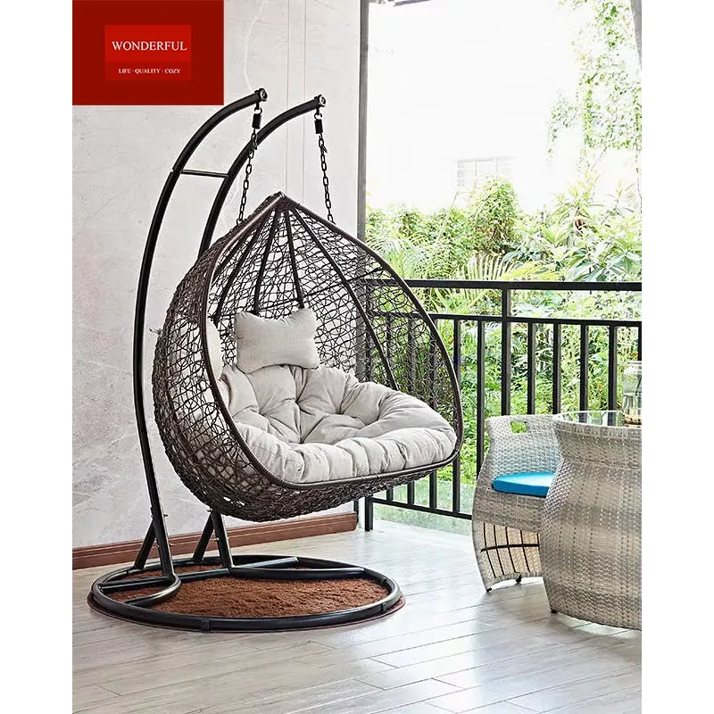 最も人気のあるスイングチェア、リビングルーム用ラタン製ダブル - Hanging Egg Chair のレビューと価格