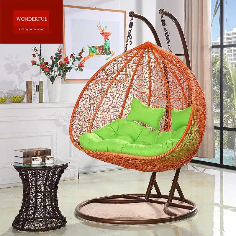 最も人気のあるスイングチェア、リビングルーム用ラタン製ダブル - Hanging Egg Chair のレビューと価格