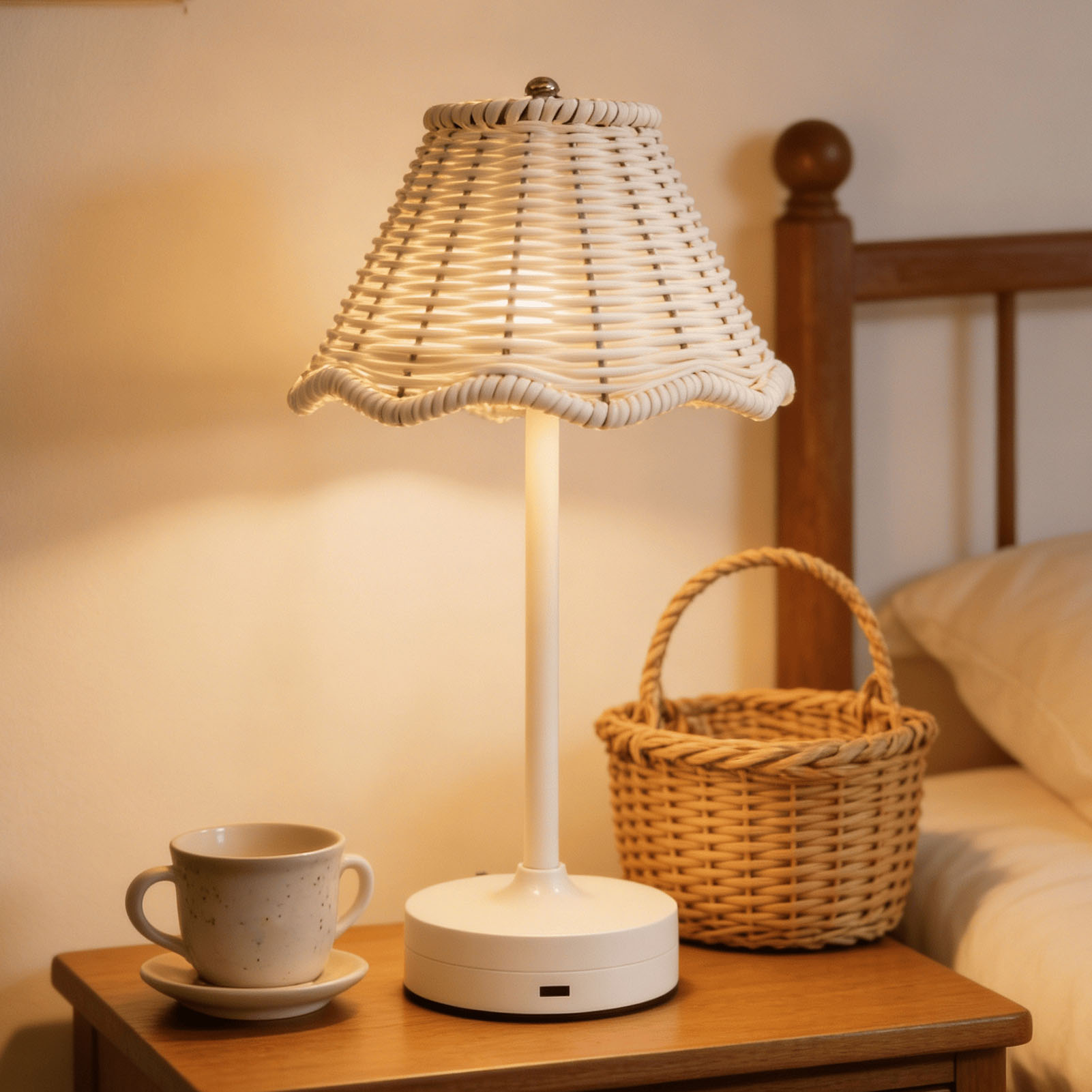LED ヴィンテージ籐テーブルランプ 3 色コードレス籐シェ - Outdoor Furniture Cafe のレビューと価格