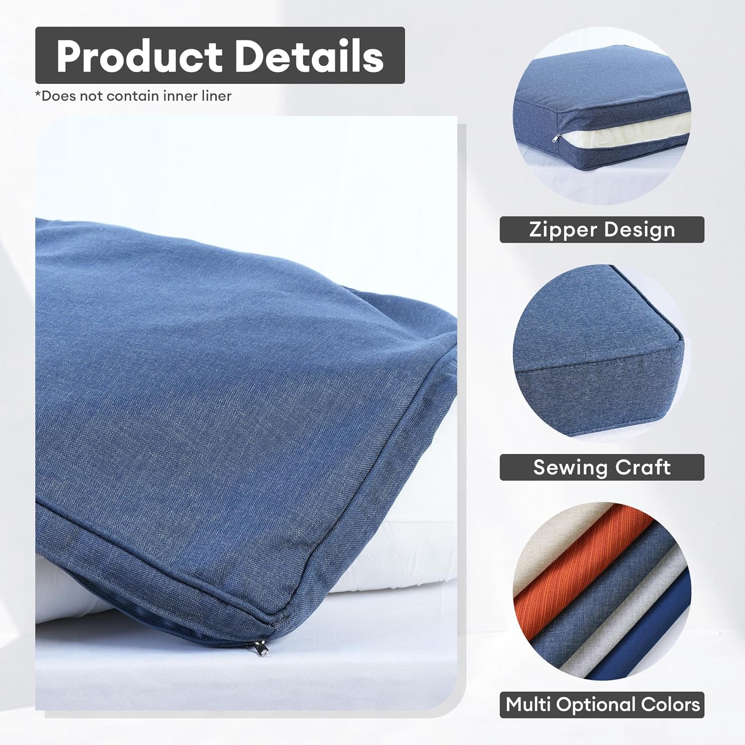 屋外パティオ家具用クッションカバー、デニムブルー、防水、ジッ - Outdoor Furniture Fabric のレビューと価格