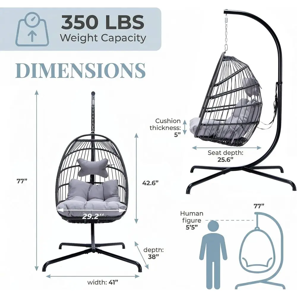 屋外屋内用ハンギングエッグチェア（スタンド付き）、クッション - Hanging Egg Chair のレビューと価格