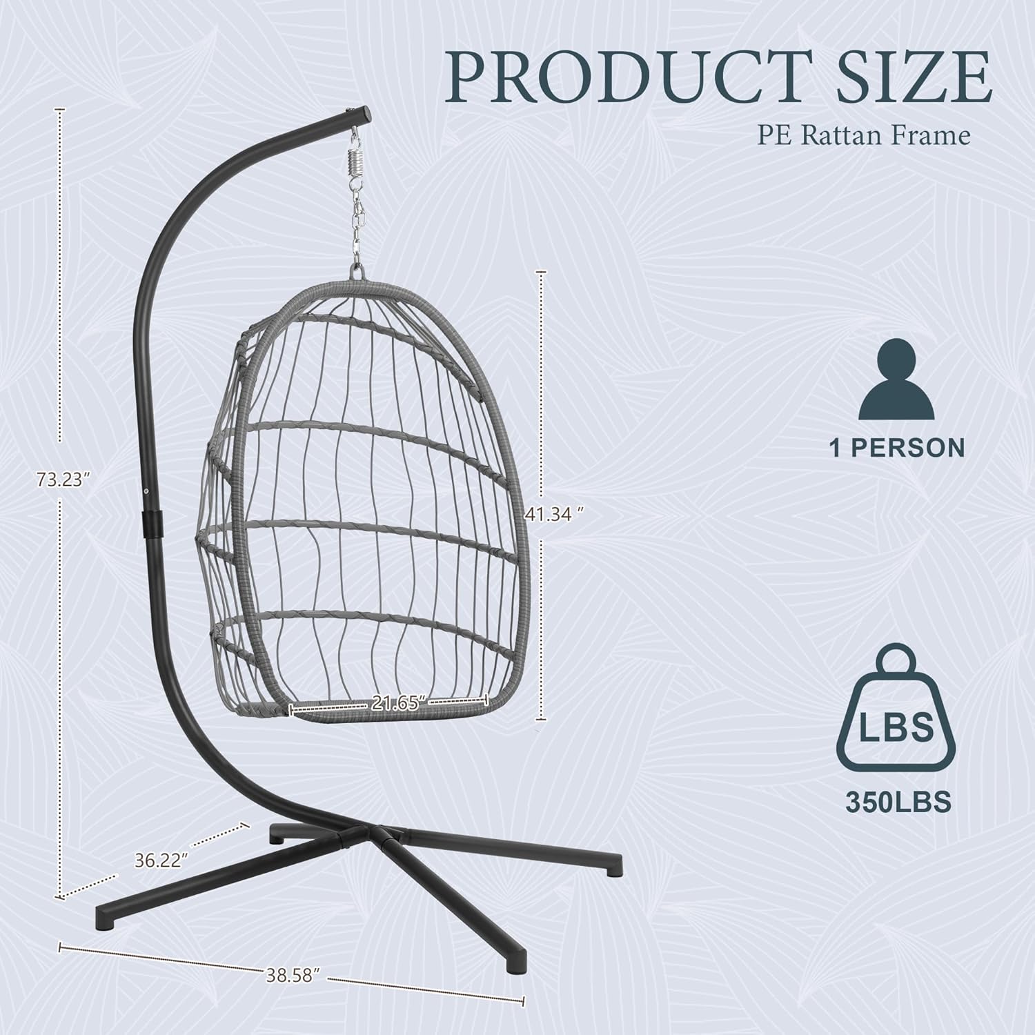屋内外兼用エッグハンギングチェア（スタンド付き）、チャコール - Hanging Egg Chair のレビューと価格