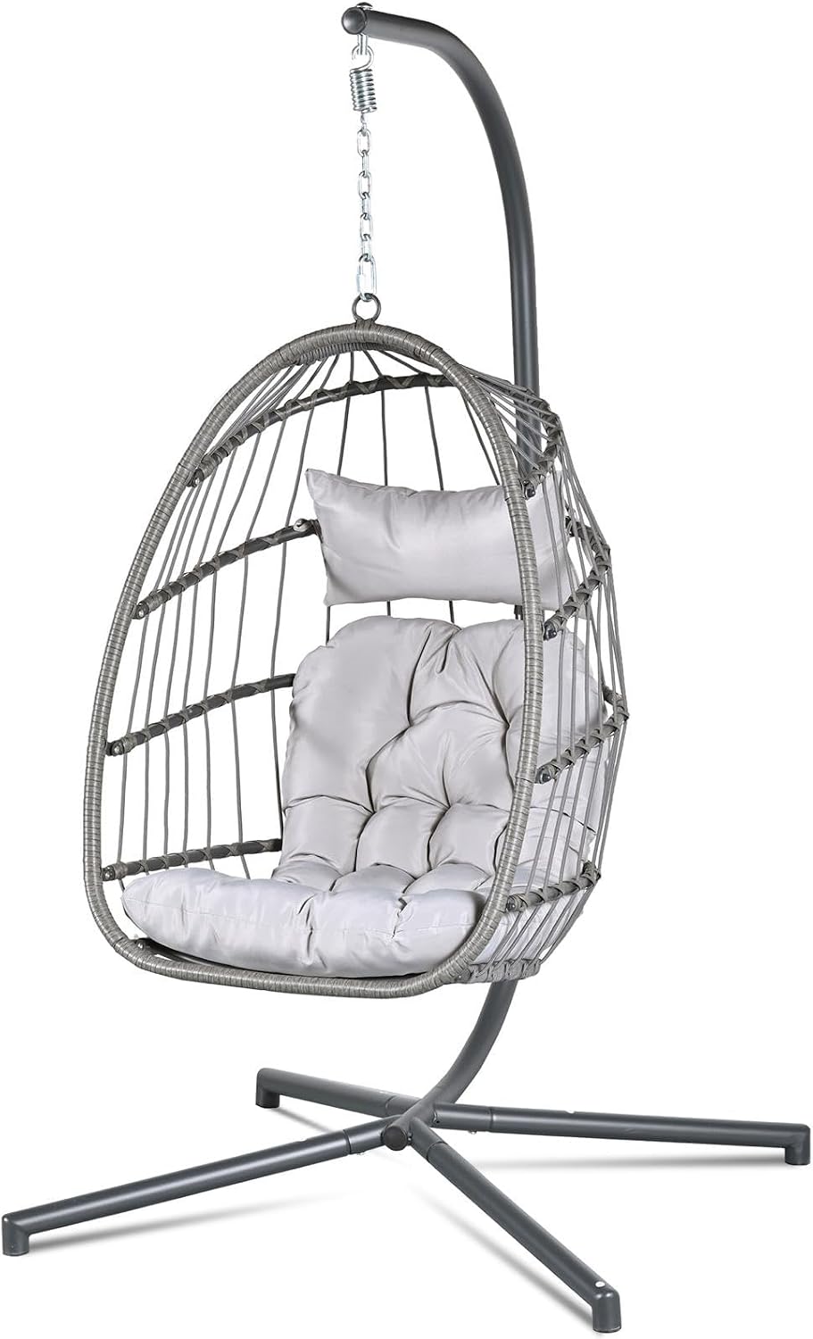 スタンド付きハンギングエッグチェア、耐荷重350ポンド、寝室 - Hanging Egg Chair のレビューと価格