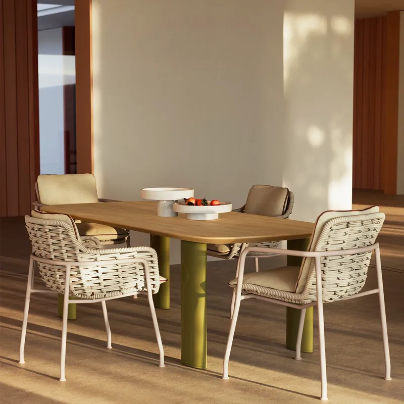 北欧ラタン屋外ダイニングテーブルチェアセットホームステイヴィ - Outdoor Furniture Cafe のレビューと価格