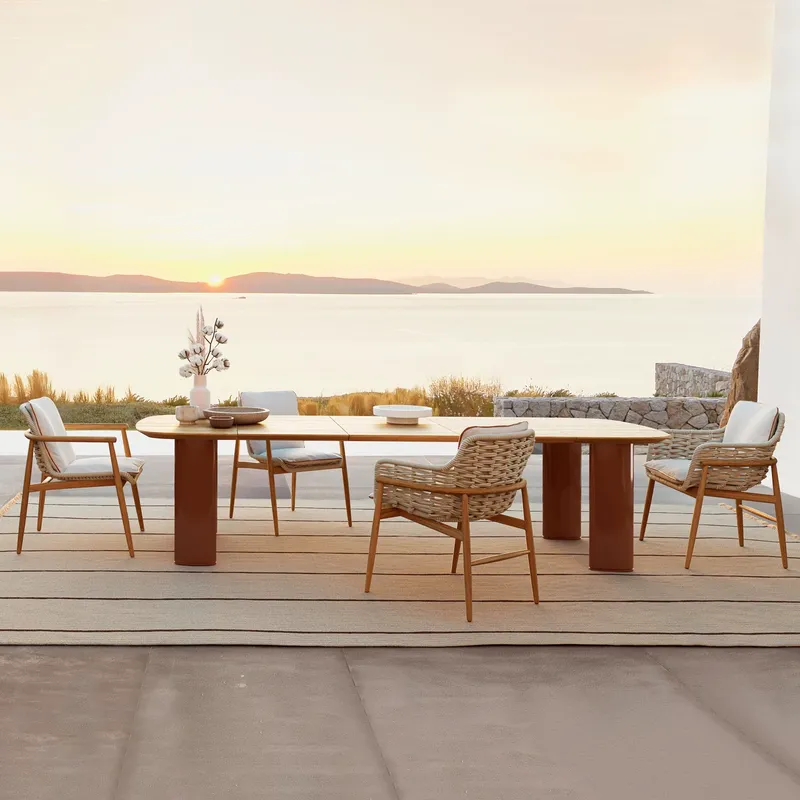 北欧ラタン屋外ダイニングテーブルチェアセットホームステイヴィ - Outdoor Furniture Cafe のレビューと価格