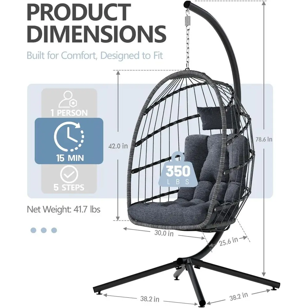 屋外＆屋内用ハンギングエッグスイングチェア（クッション付き） - Hanging Egg Chair のレビューと価格