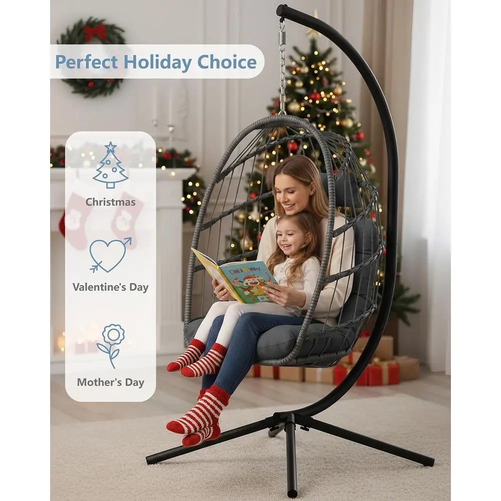 屋外＆屋内用ハンギングエッグスイングチェア（クッション付き） - Hanging Egg Chair のレビューと価格