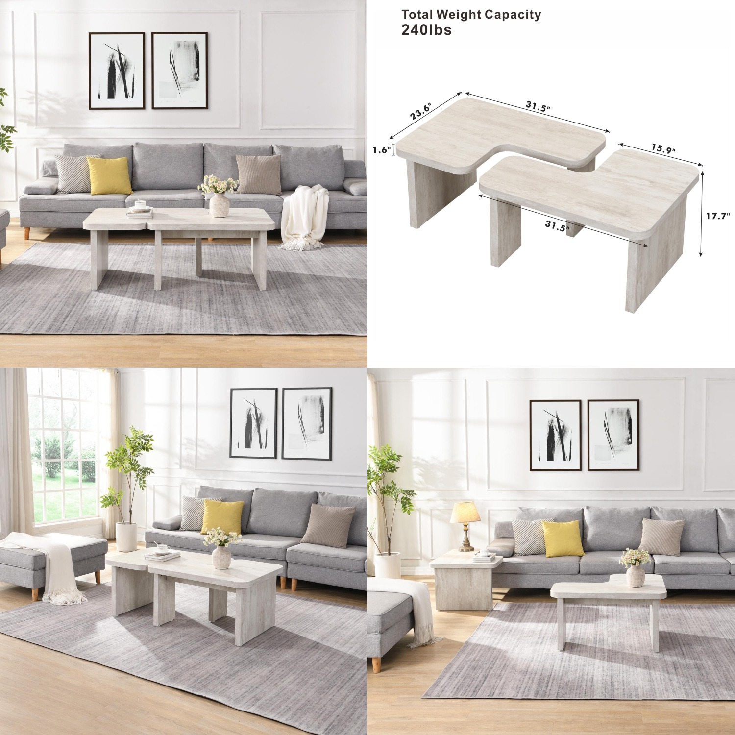 長方形の取り外し可能な木製コーヒーテーブル L字型 ファーム - Outdoor Furniture L Shape のレビューと価格