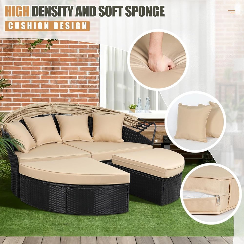 66インチ屋外パティオベッドラウンドデイベッド交換用クッショ - Outdoor Furniture Replacement Fabric のレビューと価格