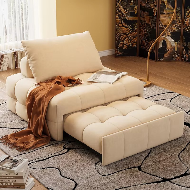 クリームパフスタイルの布製ソファ多機能シングルエクストラロン - Outdoor Furniture Fabric のレビューと価格