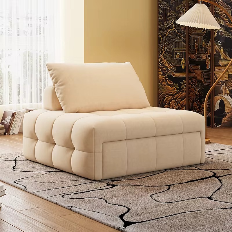 クリームパフスタイルの布製ソファ多機能シングルエクストラロン - Outdoor Furniture Fabric のレビューと価格