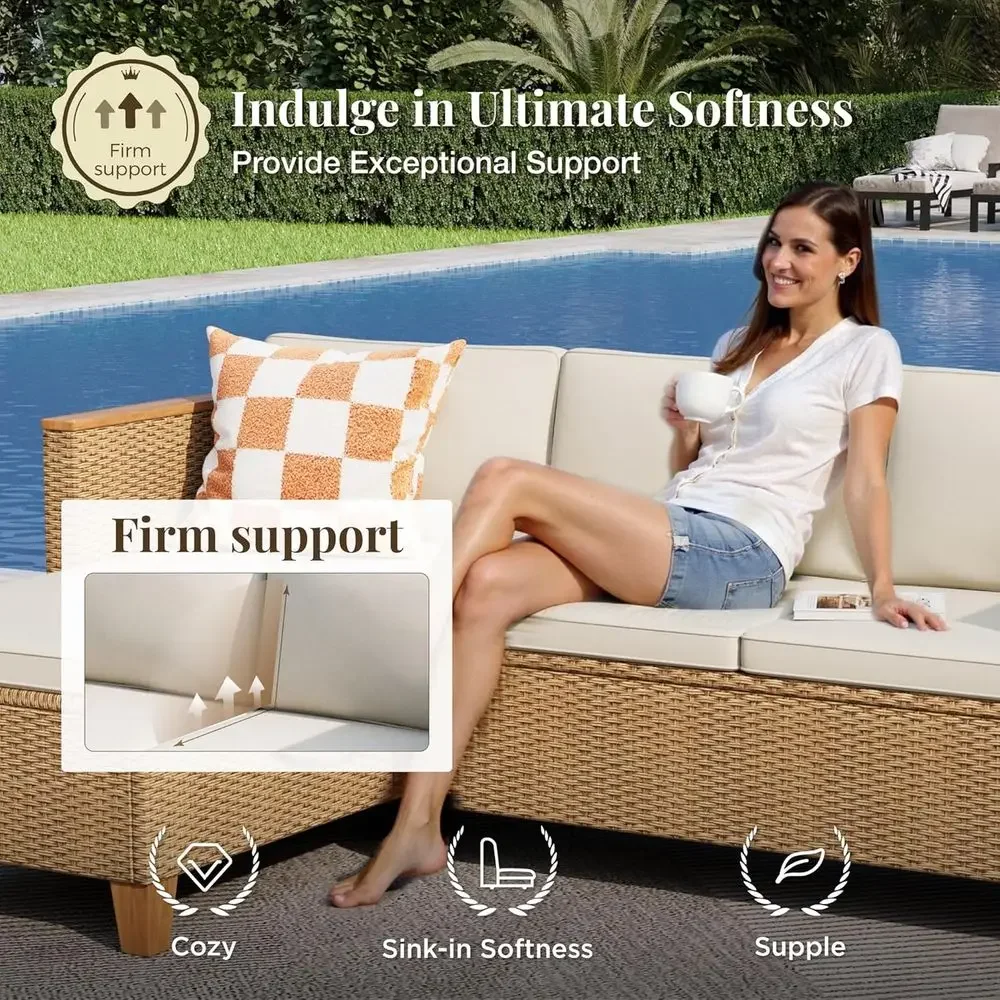 3ピース屋外パティオ家具セット：デッキ、ポーチ、庭用のアカシ - Outdoor Furniture L Shape のレビューと価格