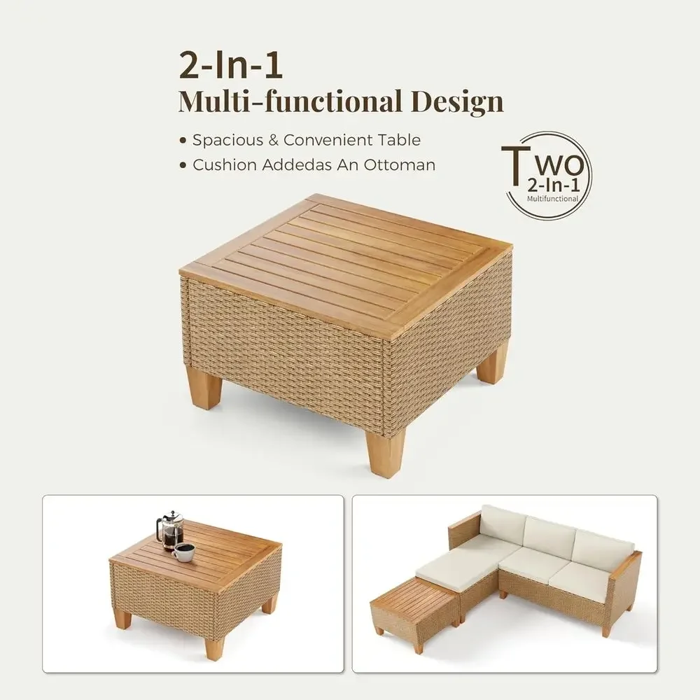 3ピース屋外パティオ家具セット：デッキ、ポーチ、庭用のアカシ - Outdoor Furniture L Shape のレビューと価格