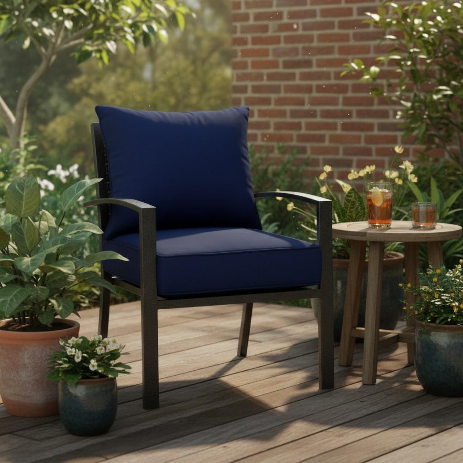 パティオチェアパッド 隠し留め具付き パティオチェアパッドセ - Outdoor Furniture Fabric のレビューと価格