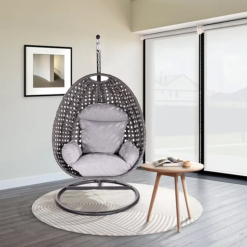 高級モダンガーデンウィッカーメタルハンギング家具屋外パティオ - Hanging Egg Chair のレビューと価格