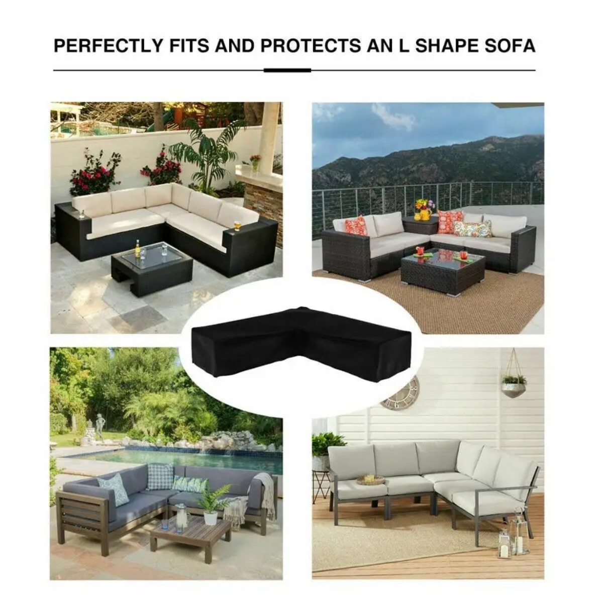 L字型屋外ソファカバー、防風・UVカットポリエステル製屋外家 - Outdoor Furniture L Shape のレビューと価格